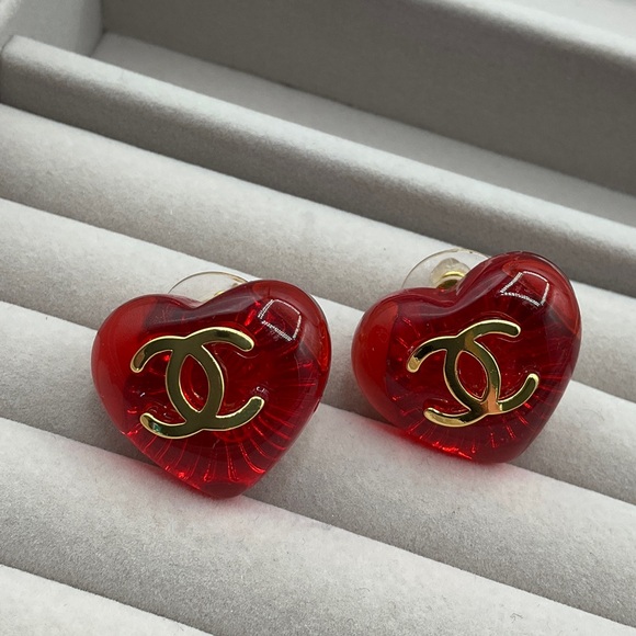 CC Red and Green Heart Earrings - Picture 2 of 5